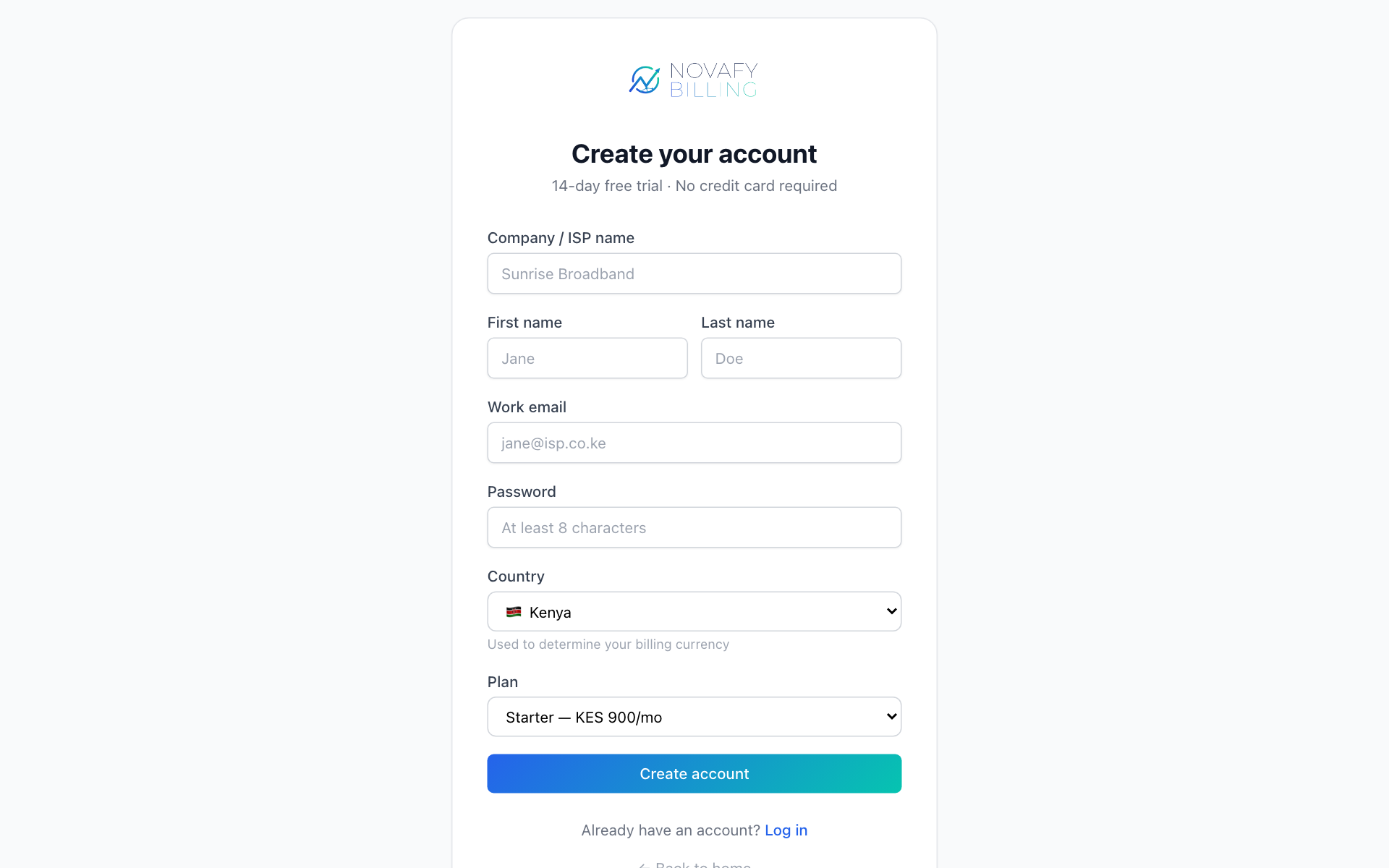 Landing page with Start free trial CTA highlighted